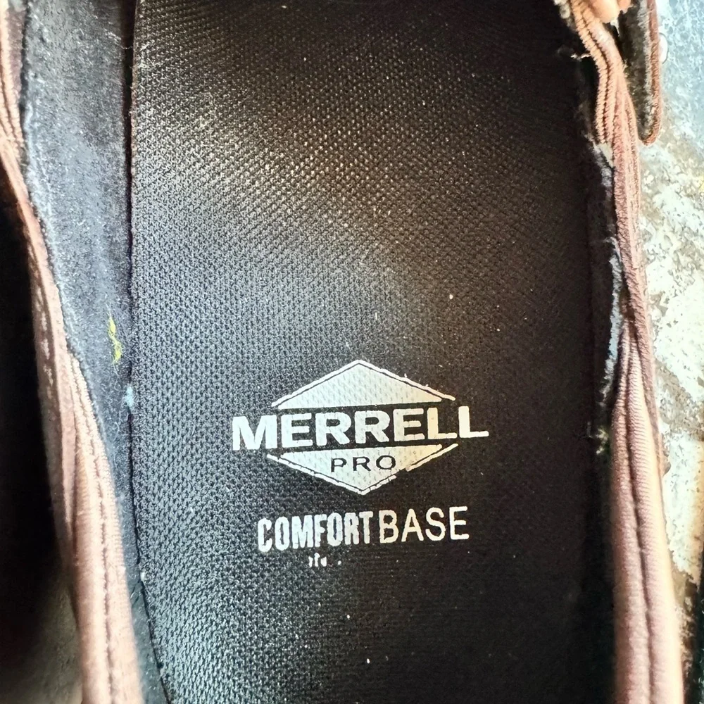 Merrell Pro ComfortBase Air Cushion+ Brown Leather Clogs 8.5 Slip Resistant Work